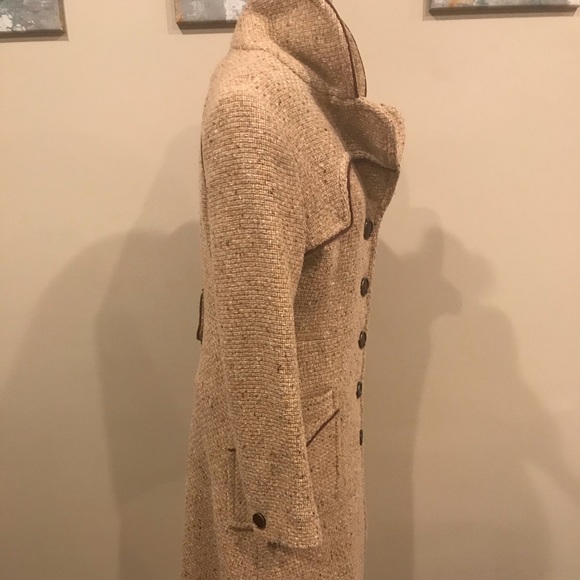 Calypso St. Barth Tan Textured Wool Blend Trench Coat - Picture 3 of 5